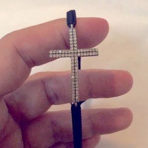 Tai Black Cross Bracelet with Swarovski Crystals
